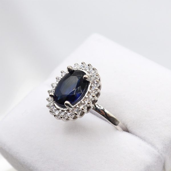 Anillo dama zircon swarovski azul