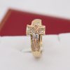 Anillo Caballero Forma De Cruz Tres Oros | Oro 18K