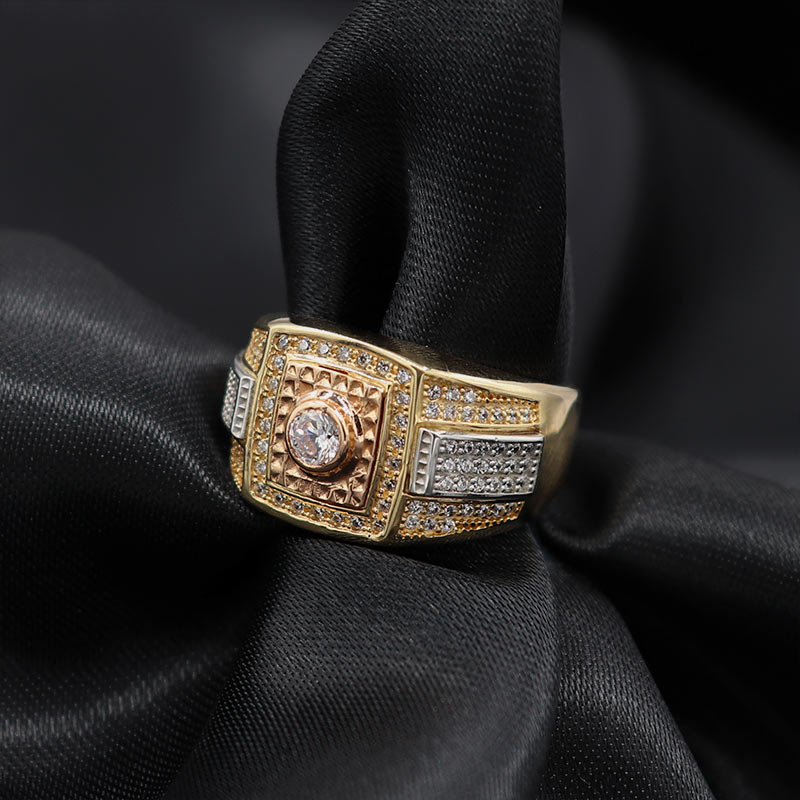 Anillo Zircon Blanco Centro | Oro 18K