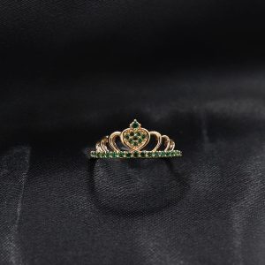 Anillo Corona Zircones Verdes | Oro 18K