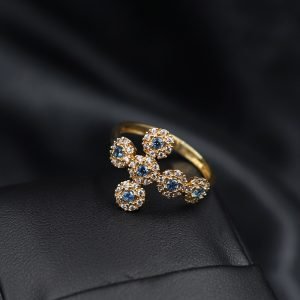 Anillo Cruz Circones Azules Talla 7 3/4