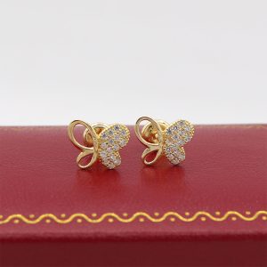 TOPO MARIPOSA CON CIRCON BLANCO / ORO 18K