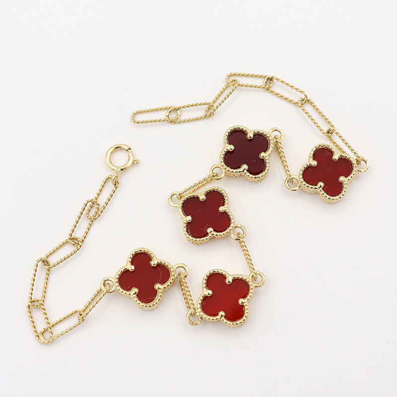 Pulsera Estilo Van Cleef Roja | Oro 18k