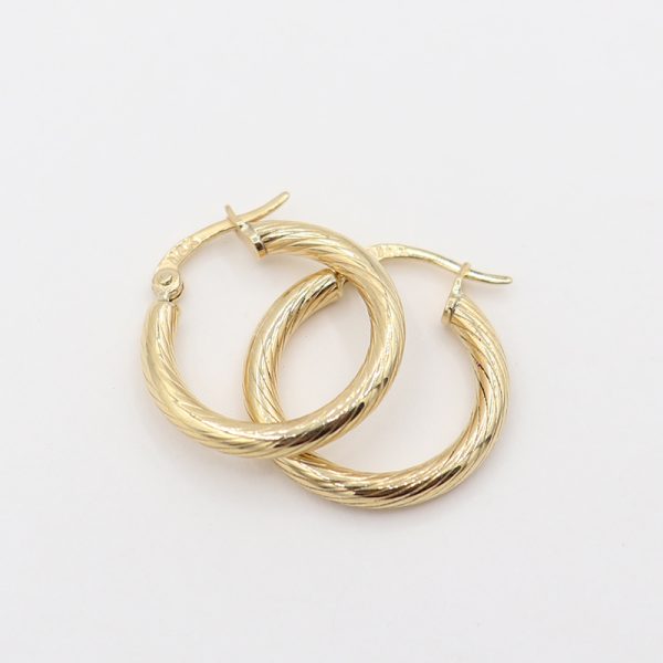 Candongas de Oro 18k | Aros con Lineas de Acabado Fino - Image 2