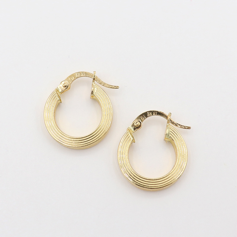 Candongas de Oro 18k | Aros con Acabado Lineal - Image 2