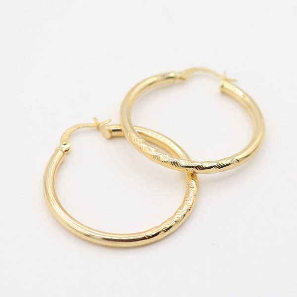 Candongas de Oro 18k | Aros Clásicos con Detalle en Espiral - Image 2