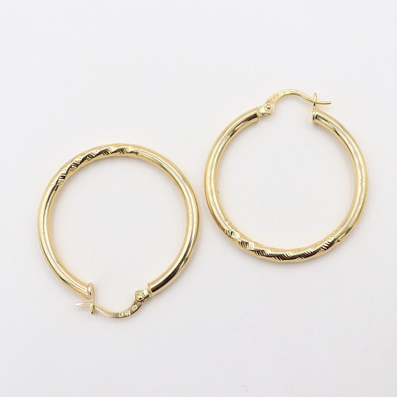 Candongas de Oro 18k | Aros Clásicos con Detalle en Espiral - Image 3