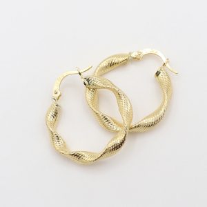 Candongas de Oro 18k | Aros con Textura Diamantada Brillante