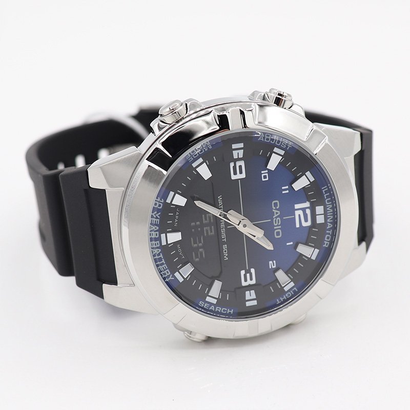 Reloj Casio Hombre Azul con Correa de Caucho | Dual Time - Image 3