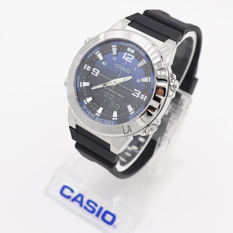 Reloj Casio Hombre Azul con Correa de Caucho | Dual Time - Image 2