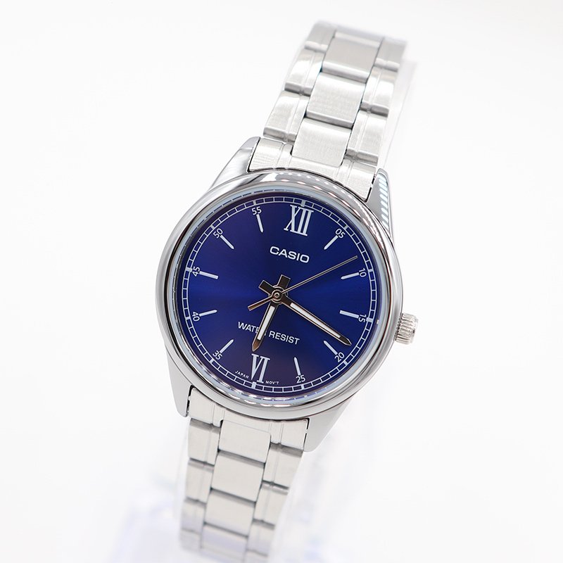 Reloj Casio Análogo | Carátula Azul | Correa Metálica Plateada - Image 2