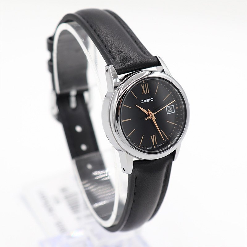 Reloj Casio Clásico | Carátula Negra | Correa de Cuero - Image 2