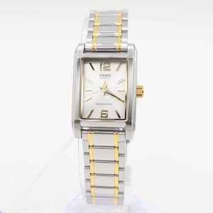 Reloj Casio Mujer Bicolor | Rectangular | Fondo Blanco