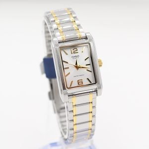 Reloj Casio Mujer Bicolor | Rectangular | Fondo Blanco