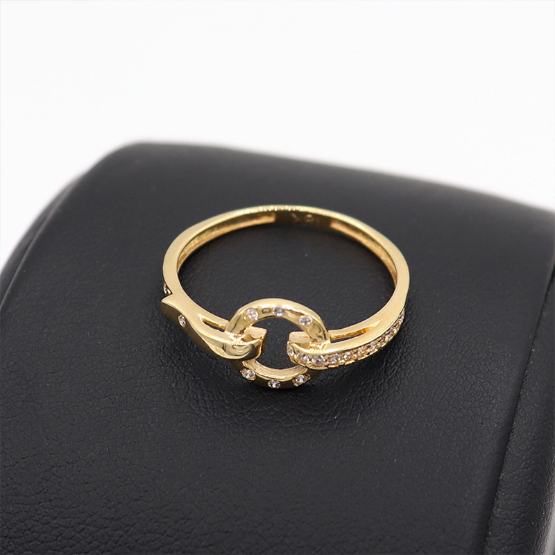 Anillo Circulo Abrazado Circones Blancos | Oro 18k