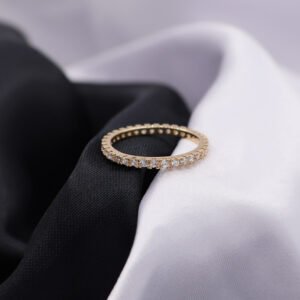 Anillo Tipo Argolla Circones Blancos | Oro 18k