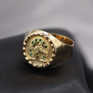 Anillo Herradura Con Caballo | Oro 18k