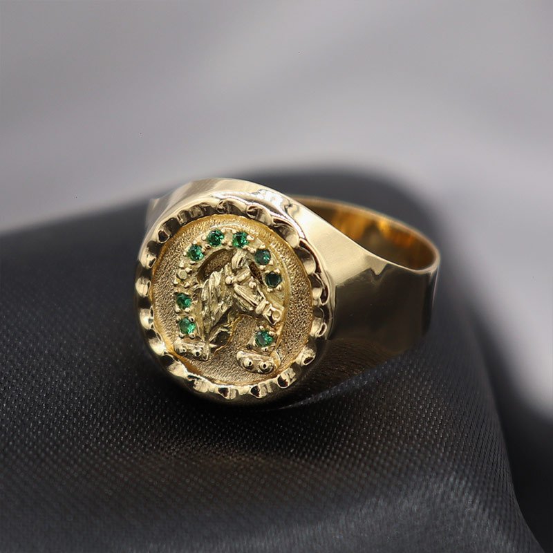 Anillo Herradura Con Caballo | Oro 18k