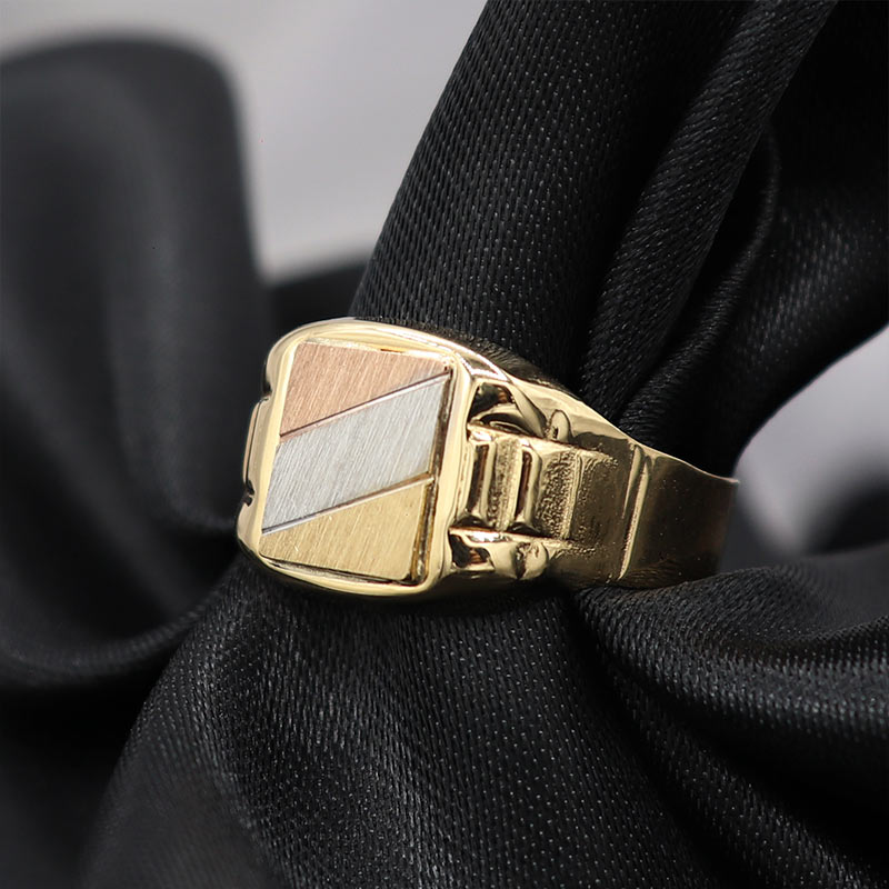 Anillo Grabado Tres Oros | Oro18K