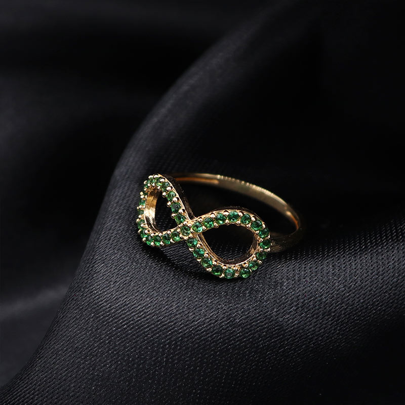 Anillo Infinito Circones Verdes | Oro 18k