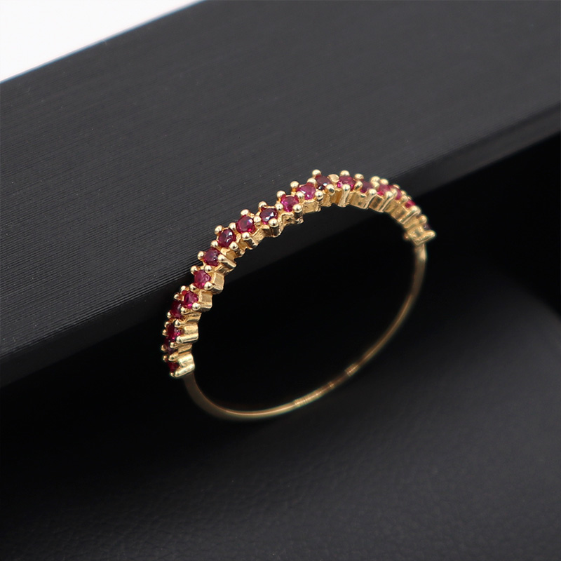 Anillo Churumbela Circones Rojos | Oro 18k