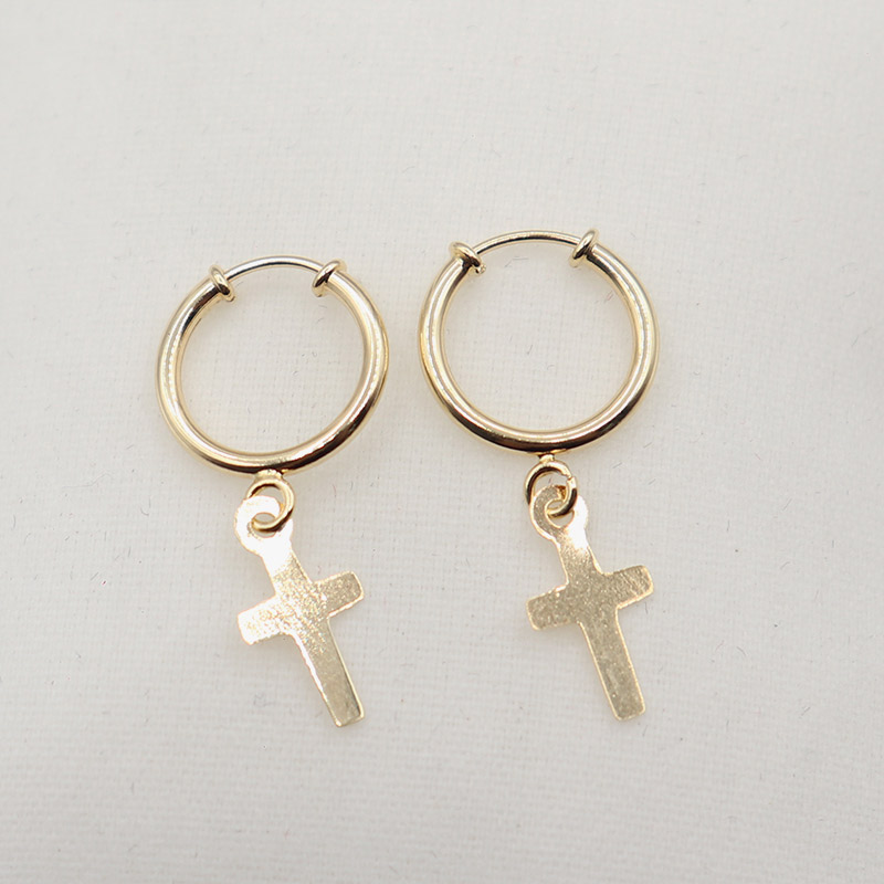 Candongas Lisas Con Cruz | Oro 18k - Image 3