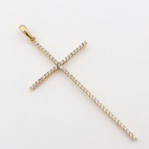 Dije Cruz Circones Blancos | Oro 18k