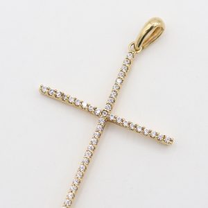 Dije Cruz Circones Blancos | Oro 18k