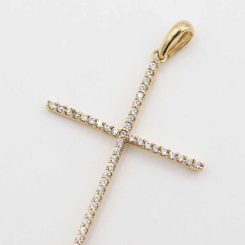 Dije Cruz Circones Blancos | Oro 18k
