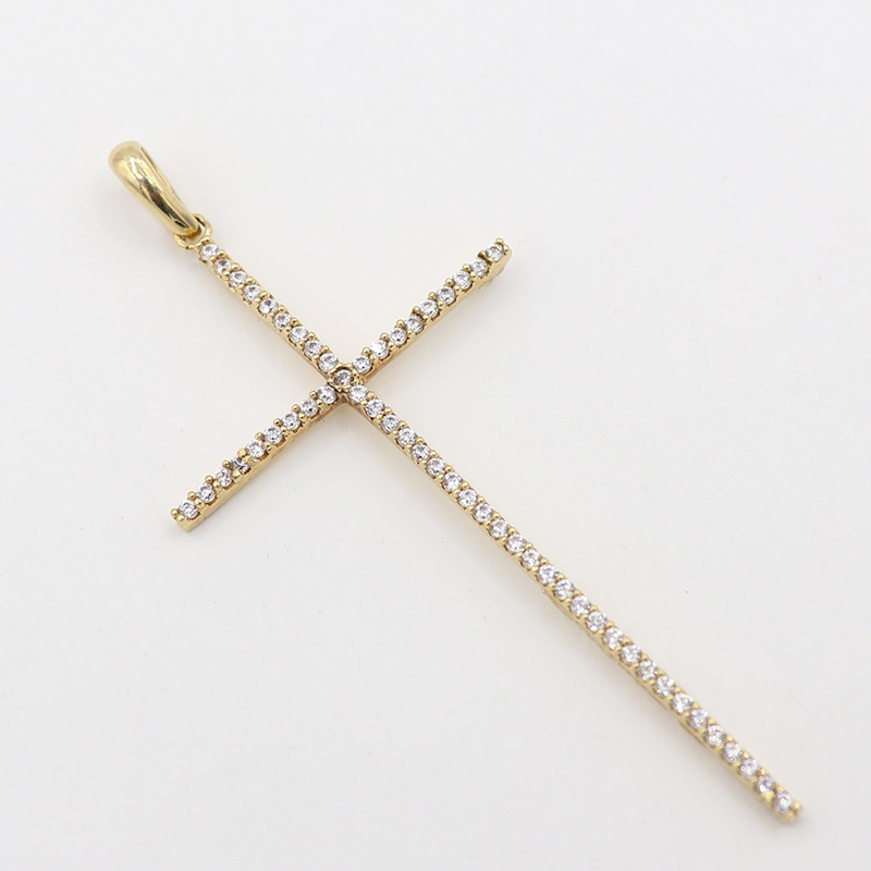 Dije Cruz Circones Blancos | Oro 18k