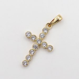 Dije Cruz Circones Blancos | Oro 18k
