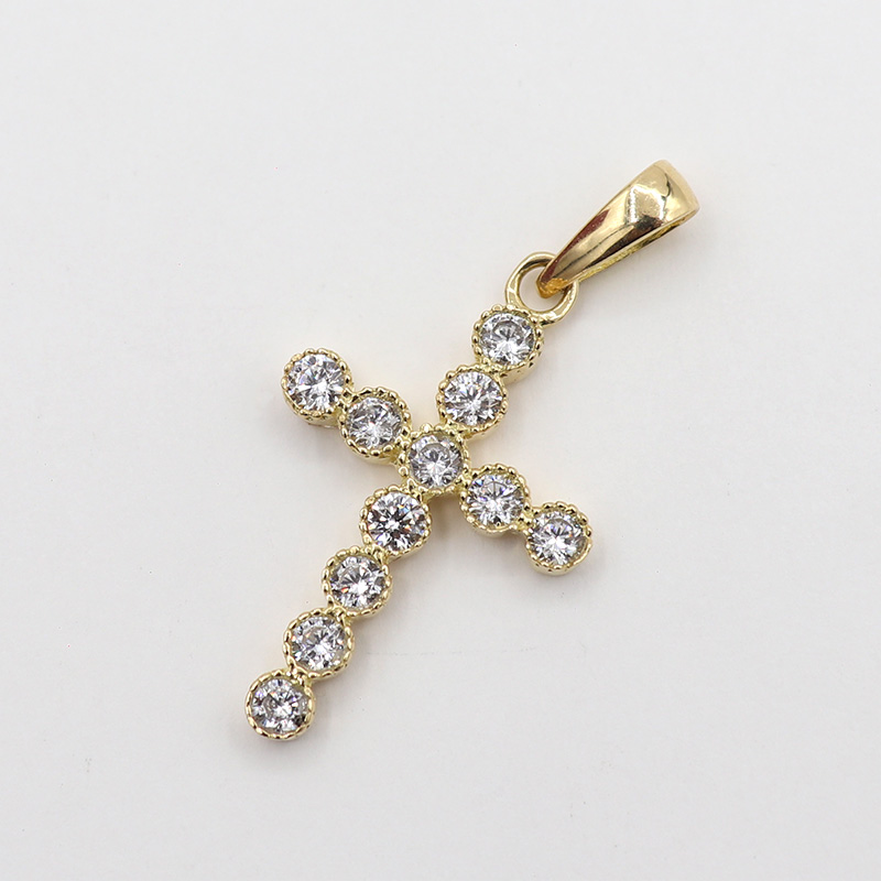 Dije Cruz Circones Blancos | Oro 18k