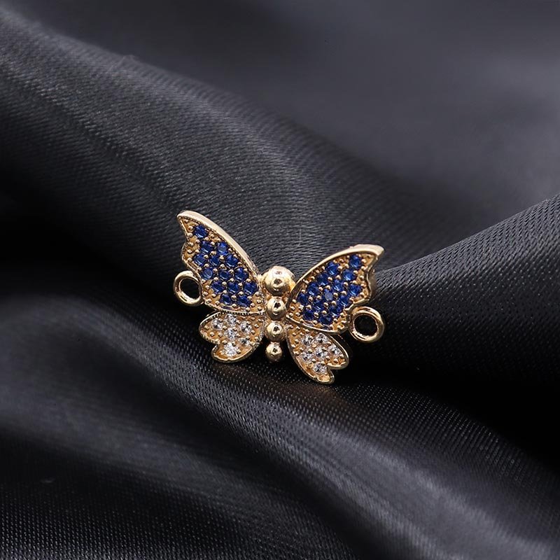 Herraje Mariposa Circones Azules y Blancos | Oro 18k