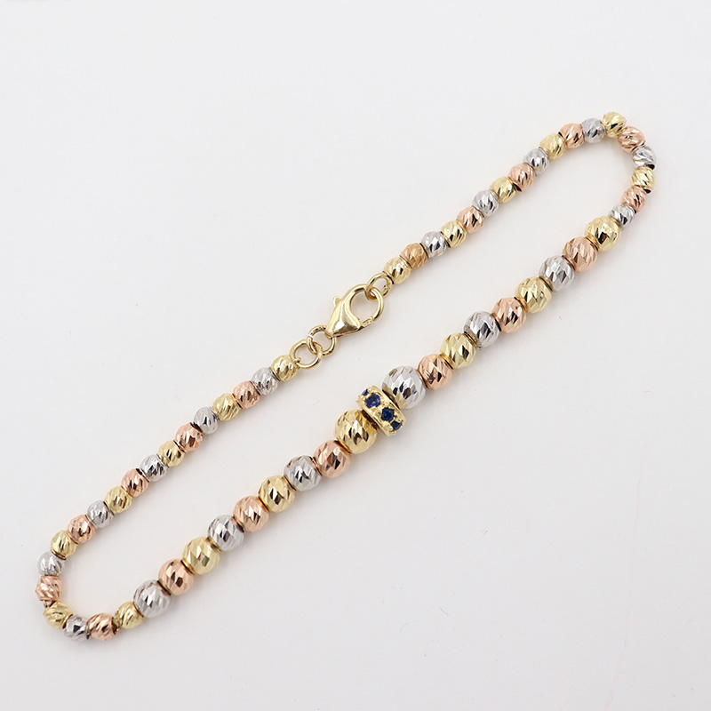 Pulsera Tres Oros Diamantada | Oro 18k