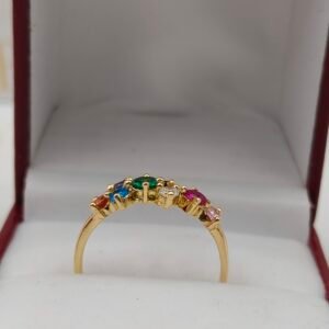 Anillo Piedras Multicolor Oro 18k | Nacional | Talla 7.5 – 2.3 g