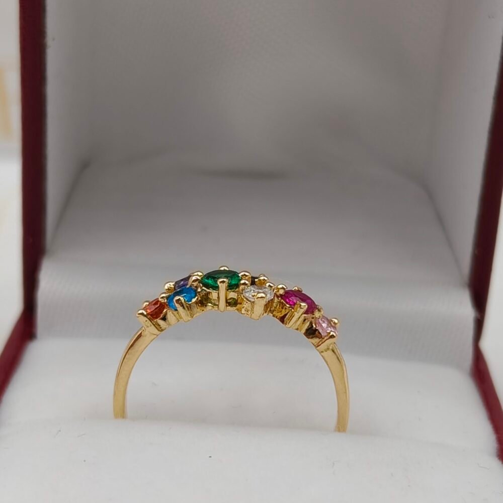 Anillo Piedras Multicolor Oro 18k | Nacional | Talla 7.5 – 2.3 g