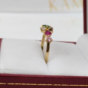 Anillo Piedras Multicolor Oro 18k | Nacional | Talla 7.5 – 2.3 g