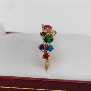 Anillo Piedras Multicolor Oro 18k | Nacional | Talla 7.5 – 2.3 g