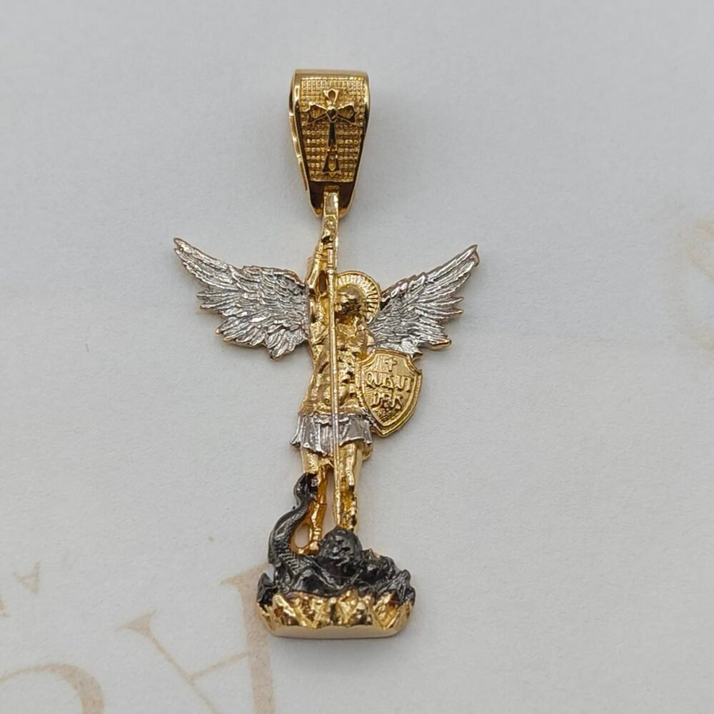 Dije San Miguel Arcángel Oro 18k | Nacional | Largo 4 cm – 4.6 g