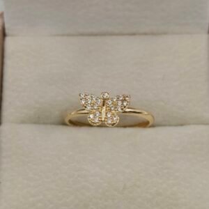 Anillo Mariposa | Circones Blancos | Oro 18k Nal | Talla 7 – 1.6 g