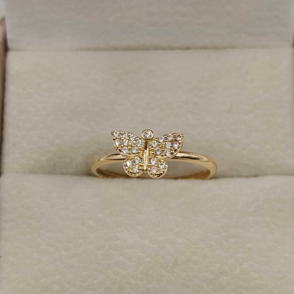 Anillo Mariposa | Circones Blancos | Oro 18k Nal | Talla 7 – 1.6 g