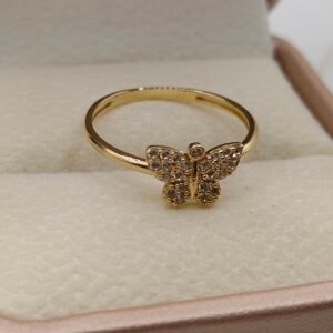 Anillo Mariposa | Circones Blancos | Oro 18k Nal | Talla 7 – 1.6 g