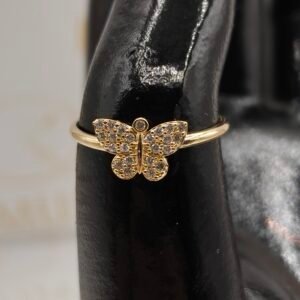 Anillo Mariposa | Circones Blancos | Oro 18k Nal | Talla 7 – 1.6 g