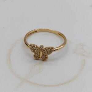 Anillo Mariposa | Circones Blancos | Oro 18k Nal | Talla 7 – 1.6 g