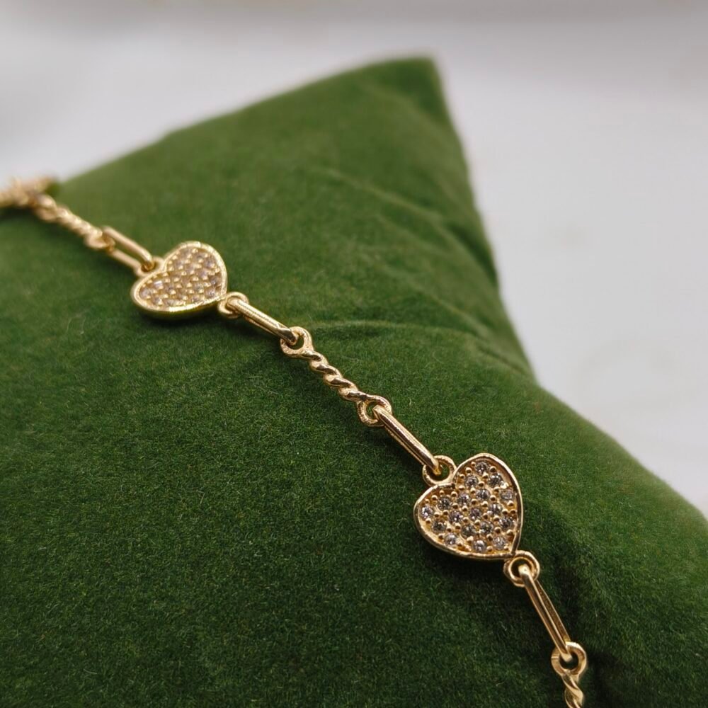 Pulso Corazón Diamantado | Nacional | Oro 18k | 18 cm – 4.7 g