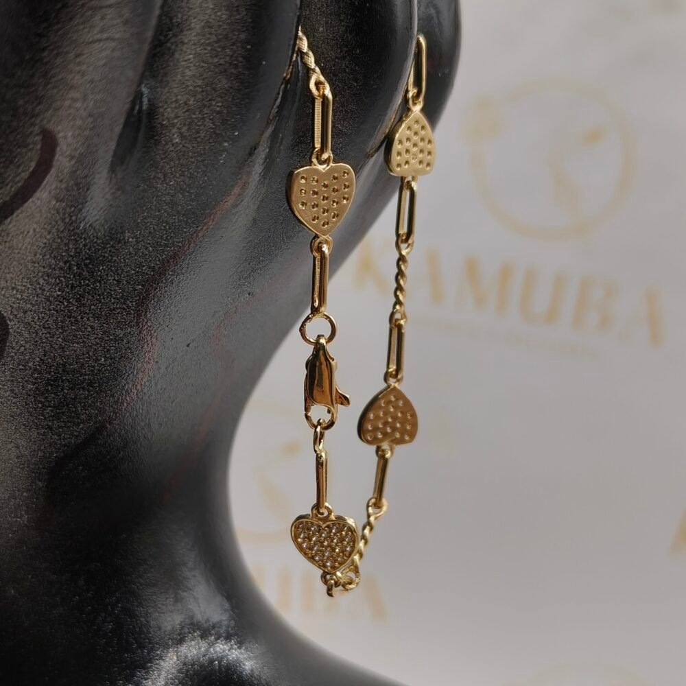 Pulso Corazón Diamantado | Nacional | Oro 18k | 18 cm – 4.7 g
