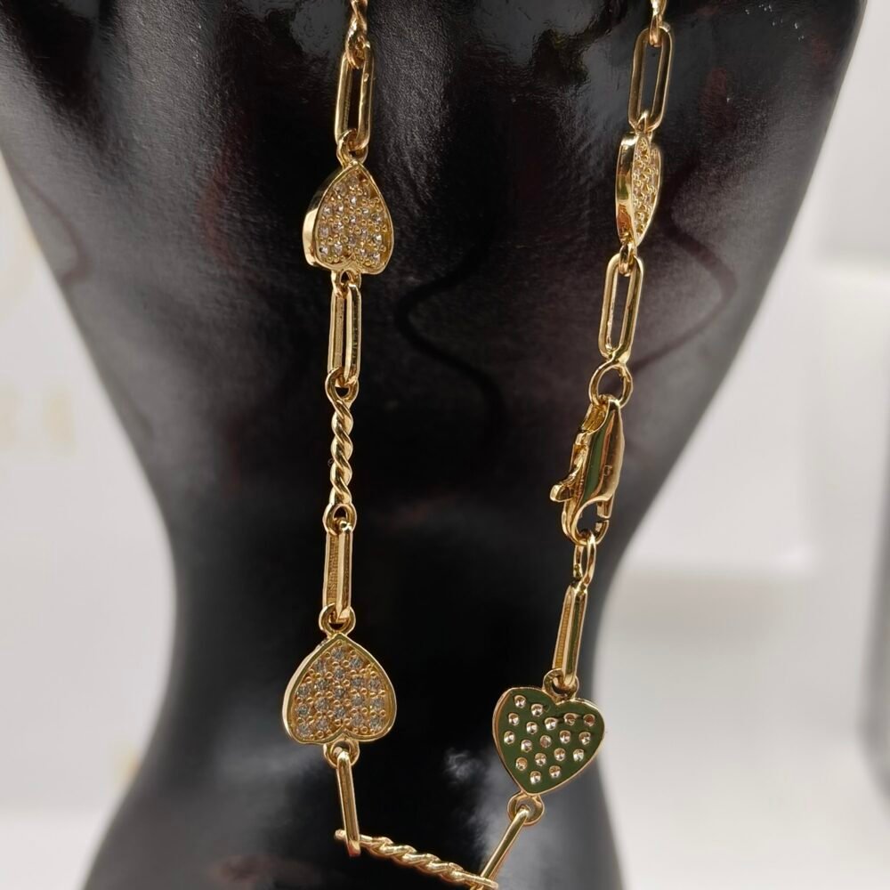 Pulso Corazón Diamantado | Nacional | Oro 18k | 18 cm – 4.7 g