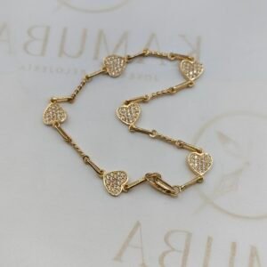 Pulso Corazón Diamantado | Nacional | Oro 18k | 18 cm – 4.7 g