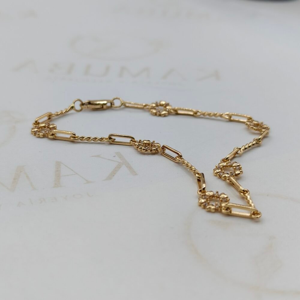 Pulso Nacional Floral Imperial | Oro 18k | 18 cm – 4.1 g
